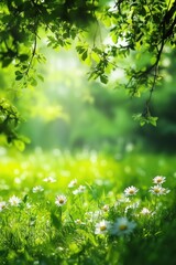 Fototapeta premium sunlit meadow with vibrant wildflowers