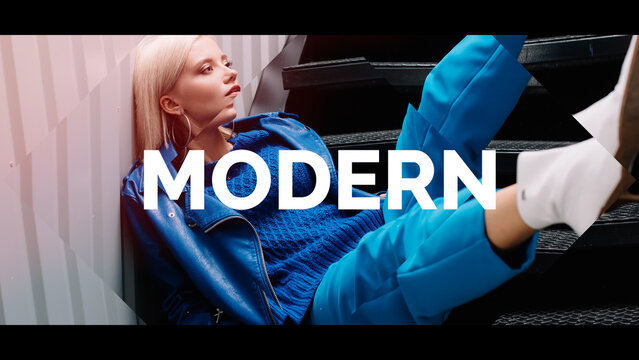 Trendy Parallax Stomp Opener contains 10 editable text layers, 9 placeholders, and 1 logo placeholder. The project is available in 4K.