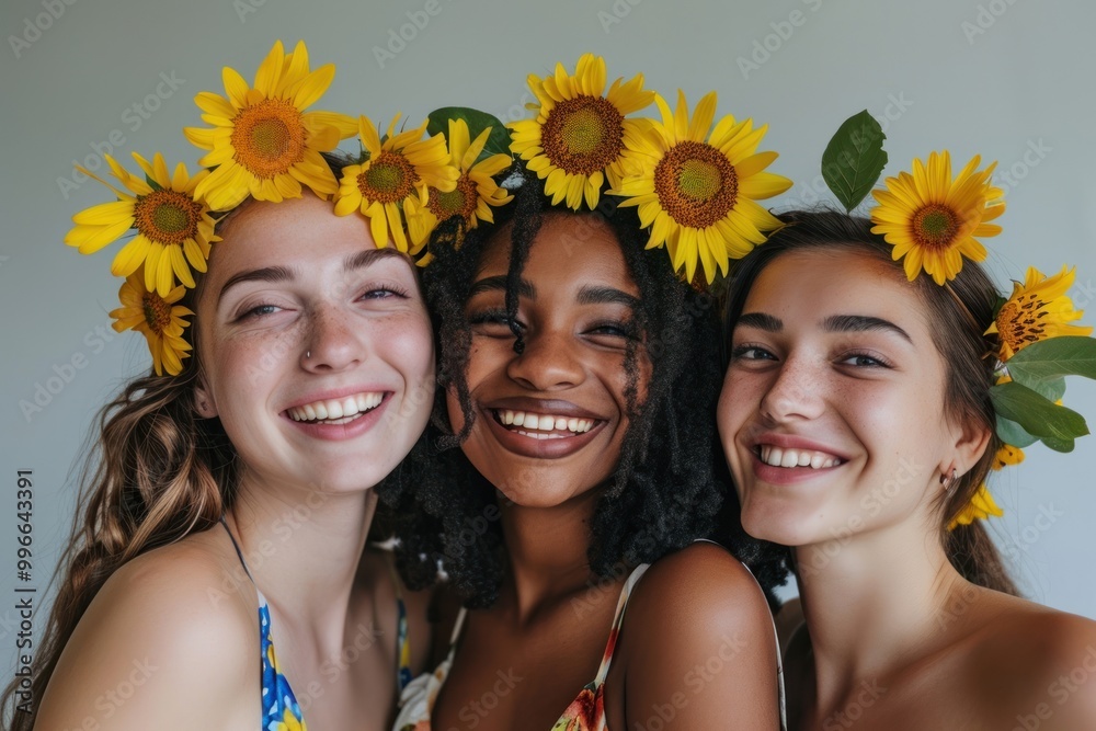 Sticker Sunflower laughing portrait adult.