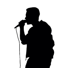 Vocalist Silhouette Transparent Background – Black and White Vector Illustration Logo