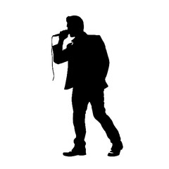 Male Performer Silhouette – Vector Logo in Black and White on Transparent Background