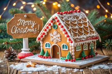 Gingerbread house decorated with colorful candies