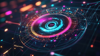 Fototapeta premium A vibrant digital interface showcasing futuristic data visualization and technology concepts.