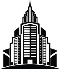 Fototapeta premium A Skyscraper silhouette vector art illustration design using black color with no background.