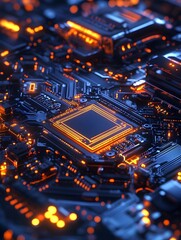 Obraz premium This Circuit Board Glows With Technological Power.