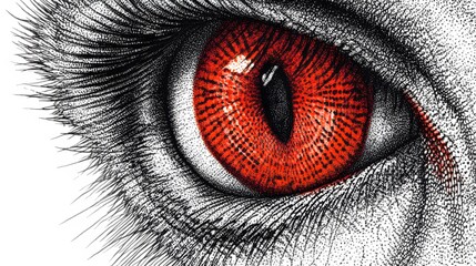 Obraz premium Art, Painting, Minimalist Drawing, Red Eyes Close-up, Abstract Image, Texture, Pattern Background, Wallpaper, Cover and Screen for Smartphone, PC, Laptop, 9:16 and 16:9 Format
