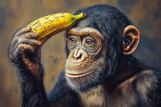 Affe h&auml;lt eine Banane