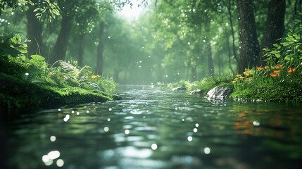 Serene Forest River: Tranquil Nature Scenery