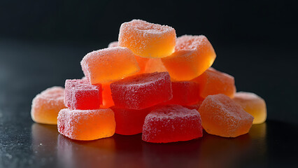 CBD gummy candy on a black background