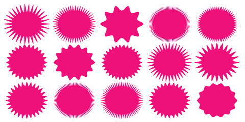 Starburst, sunburst, burst, badge, sticker, stamp, seal or label, flat vector icon, design element.