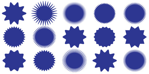 Starburst, sunburst, burst, badge, sticker, stamp, seal or label, flat vector icon, design element.