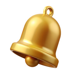 Golden bell 3D icon isolated on white background
