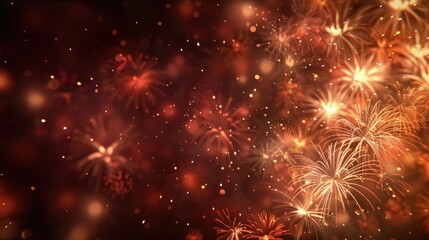 Fototapeta premium Orange fireworks in the night sky. Celebration and festive concept.