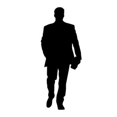 Man in Jacket Silhouette – Black and White Vector Logo on Transparent Background, Perfect for Tattoos and Stickers