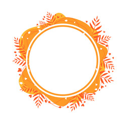 nice orange frame sticker banner with autumn leaves abstract shape