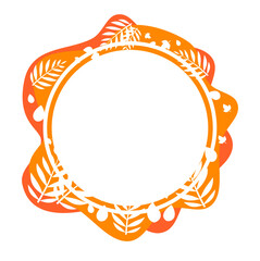 nice orange frame sticker banner with autumn leaves abstract shape