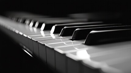 A close-up of a black-backed piano keyboard