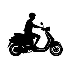 Man on Scooter Adventure Silhouette Vector Illustration Transparent Background