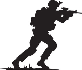 silhouette of soldier icon vector art illustration