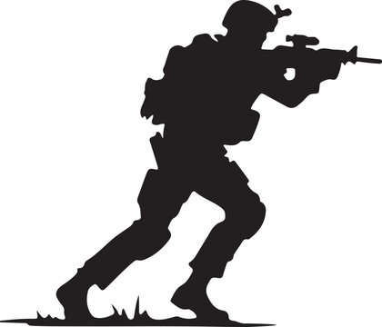 black soldier aiming rifle silhouette clip art preview
