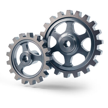 Gears as a concept of configuration settings and tools for customization, isolated with transparent background and shadow