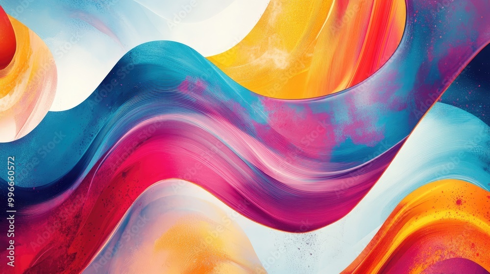 Poster abstract background with a painted like illustration showcasing vibrant colors and dynamic shapes
