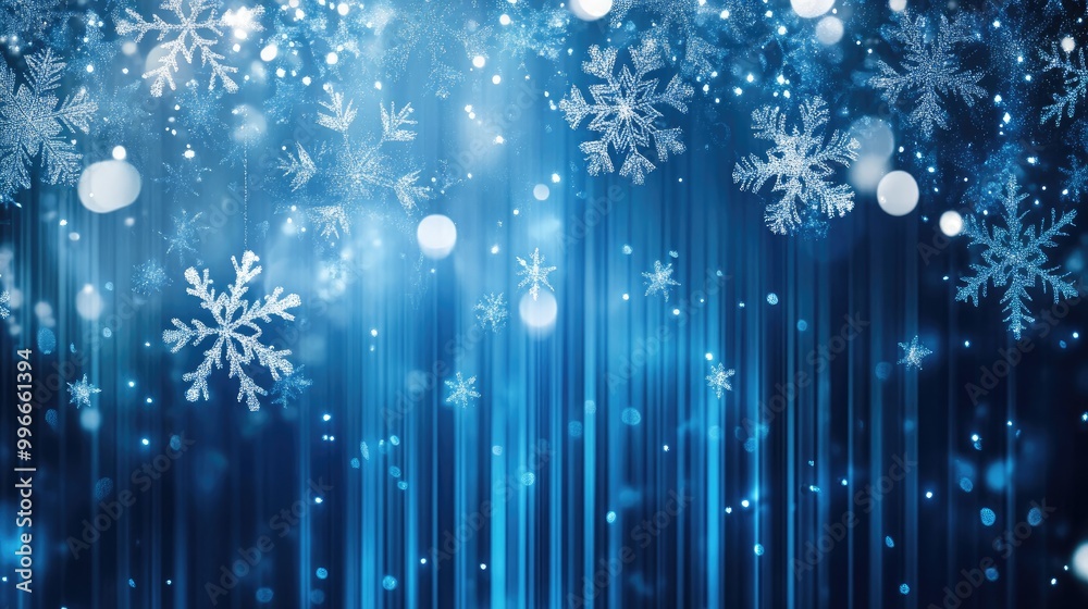 Aufkleber christmas backdrop featuring blue vertical lines that fade away complemented by swirling sparkling s