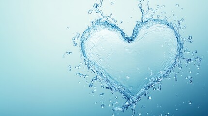 Light blue heart shape created with cream and water splashes against a soft background Concept of affection in cosmetics