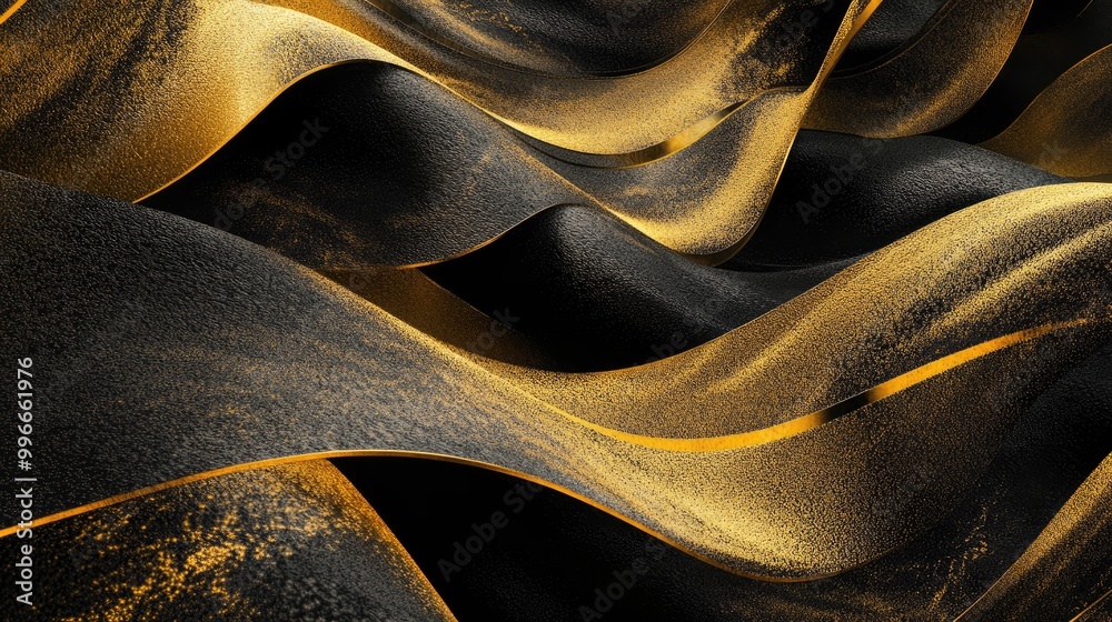 Poster abstract wave wallpaper featuring a striking gold and black design crafted using advanced digital to