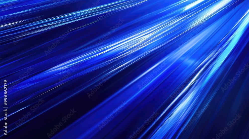 Poster dynamic blue light and stripes in motion against a deep blue backdrop