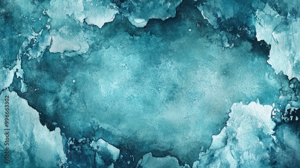 Poster abstract turquoise watercolor texture featuring a stone like appearance accented by a dark vignette 