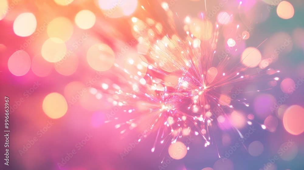 Poster vibrant fireworks against a soft backdrop creating a festive atmosphere for a cheerful celebration