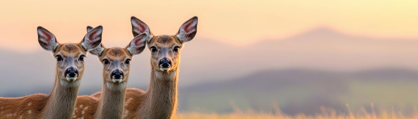 Fototapeta premium A family of deer grazing near a sustainable eco-village