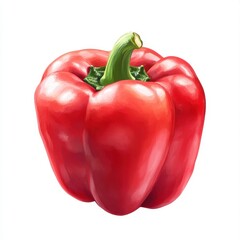 A red pepper with a green stem