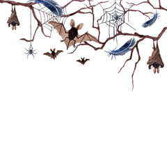 Aquarelle Illustration of Helloween Theme attributes for horor design