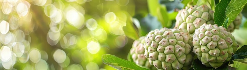 Fototapeta premium A cluster of green fruits with a blurry background