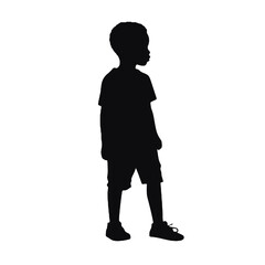 African Kid Silhouette Transparent Background – Vector Design in Black and White for Advertisements and Tattoos