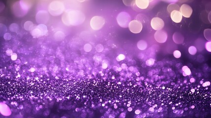 Abstract purple bokeh background with sparkling glitter.