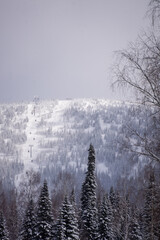 The funicular takes people up the mountain for winter skiing