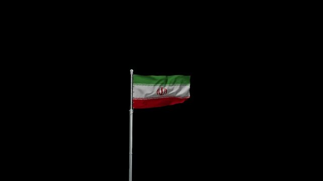 Animated video of Iran flag waving in the wind with alpha channel.