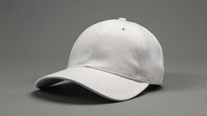 Fototapeta premium Classic White Baseball Cap in Minimalist Design, Blank White Baseball Cap Mockup in Minimalist Studio Setting, baseball cap for mockup