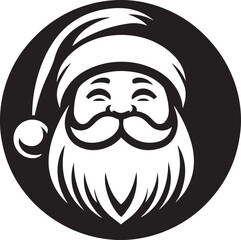 Black and white Santa Claus vector icon illustration.