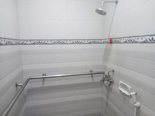 toilet support rail in bathroom, safety handrail, safety in hospital