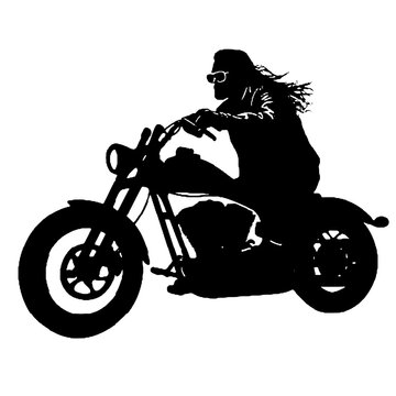 black silhouette biker riding motorcycle clip art preview