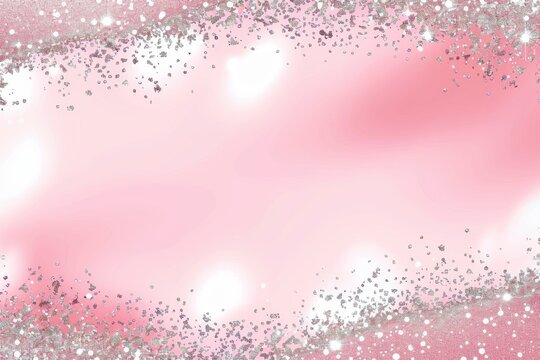A pink gradient background with sparkling silver glitter borders.