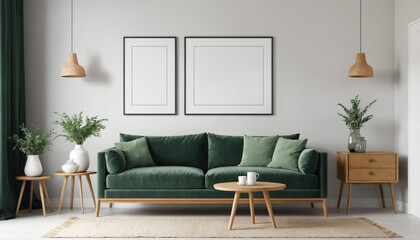 Mock up frame with minimal decoration close up in home interior background