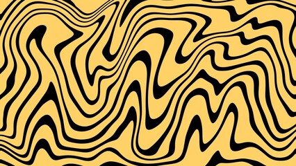 Abstract background of random yellow and black wave line texture. Yellow liquid abstract wallpaper	