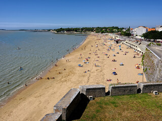 Fouras beach, photo taken from the castle. Fouras, also known as Fouras-les-Bains is a commune in the French department of Charente-Maritime,