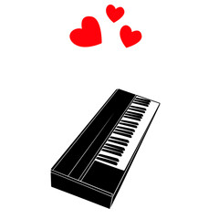 love with music logo. piano symbol. raster version logo
