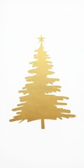 Christmas tree painted in yellow chalk on a white background , minimalism